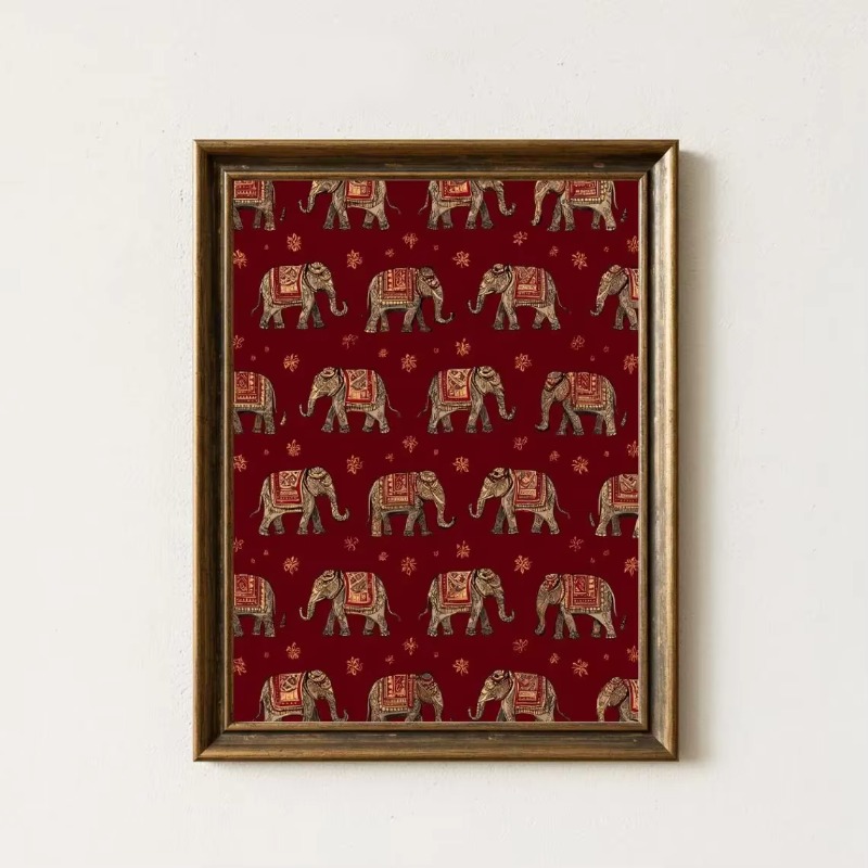 Interior Design Usa - Stampa con Motivo Elefante Indiano, Arte