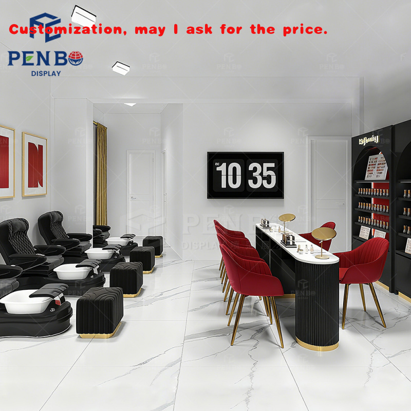 Interior Design Nail Salon - personalizzato. Fornitura in fabbrica Vetrina per