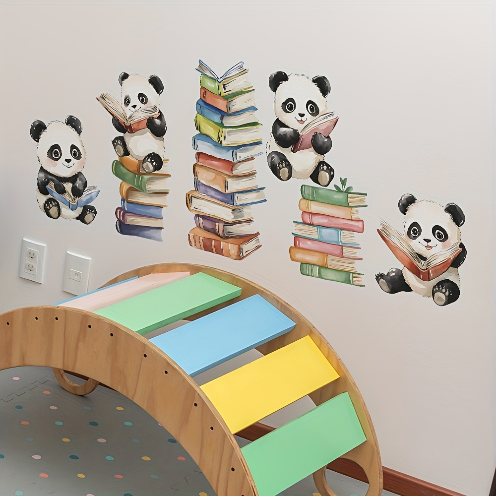Interior Design School - Cartoon Panda Leggi adesivi murali libro