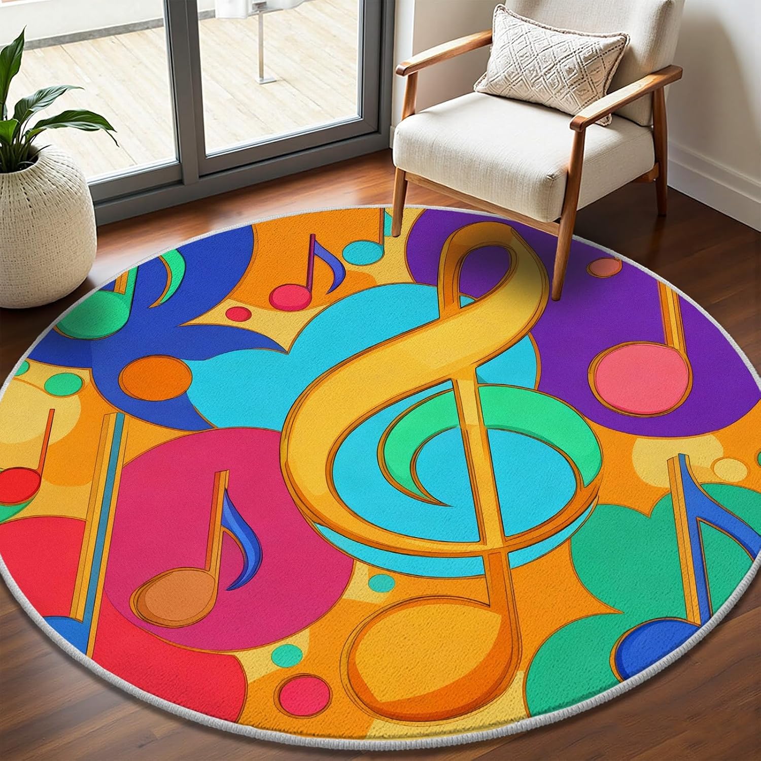 Printed Rug Abstract - Tappeto Rotondo con Motivo Astratto di